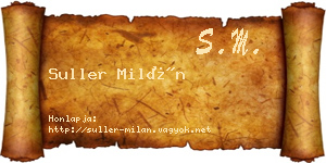 Suller Milán névjegykártya
